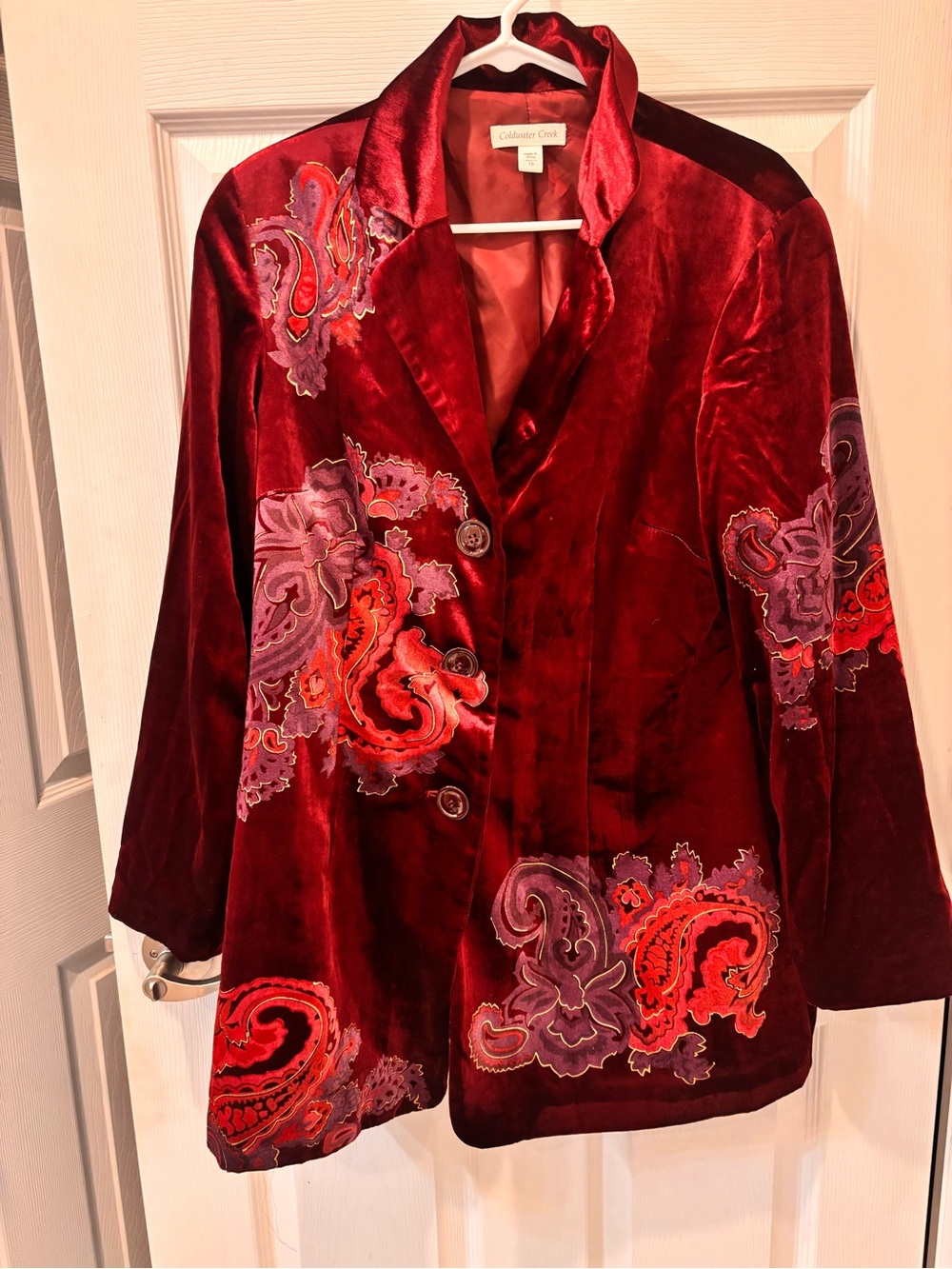 Coldwater Creek Vintage Deep Wine Velvet Embroidered Blazer